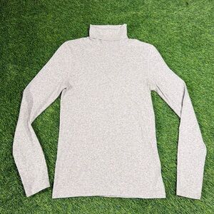 Everlane Gray Ribbed Turtleneck Long Sleeve Pima Cotton Minimalist size Medium w